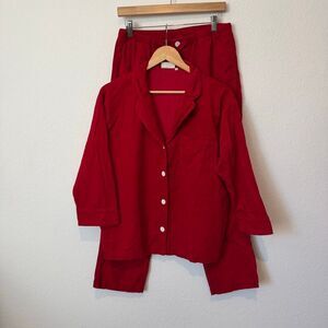 Sleepy Jones Red Cotton Pincord Sleepwear Pajama Set Women's Size Medium